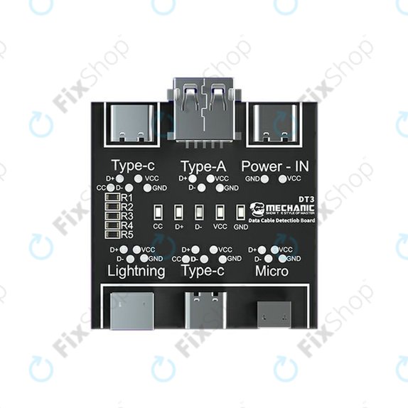 Тестер за дата кабели (Lightning, USB-C, microUSB), Mechanic DT3