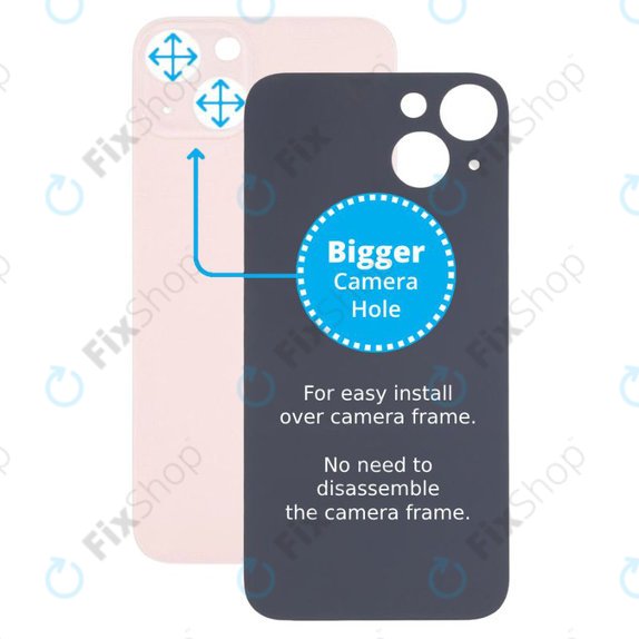 задния капак с голям отвор за камера за iPhone 13, Розово, Pink