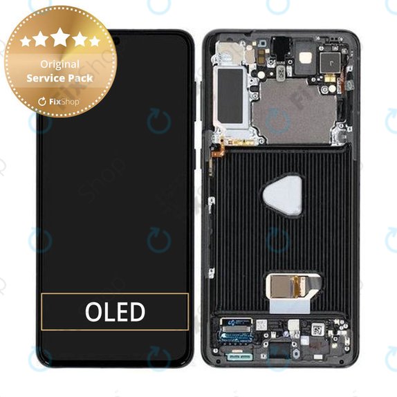 дисплей за Samsung S21 Plus G996B, Тъчскрийн и рамка, GH82-24554A, GH82-24553A, GH82-27267A, Phantom Black, Genuine Service Pack