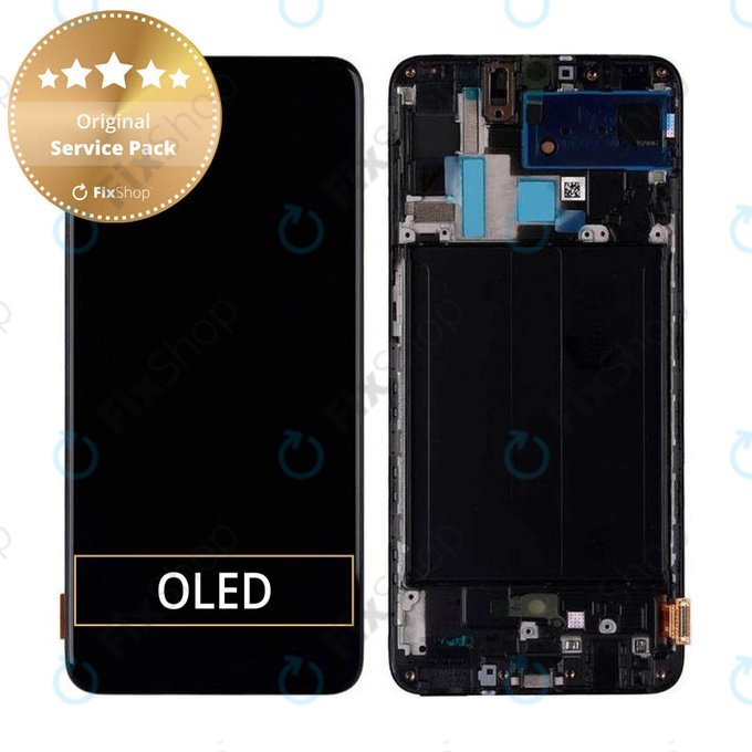 дисплей за Samsung A70 A705F, GH82-19747A, GH82-19787A, Тъчскрийн и рамка, черен, Black, Genuine Service Pack