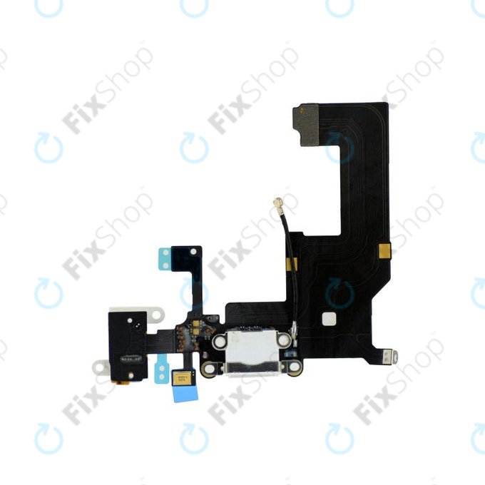 Конектор за зареждане с микрофон и жак конектор PCB за iPhone 5, бял, White