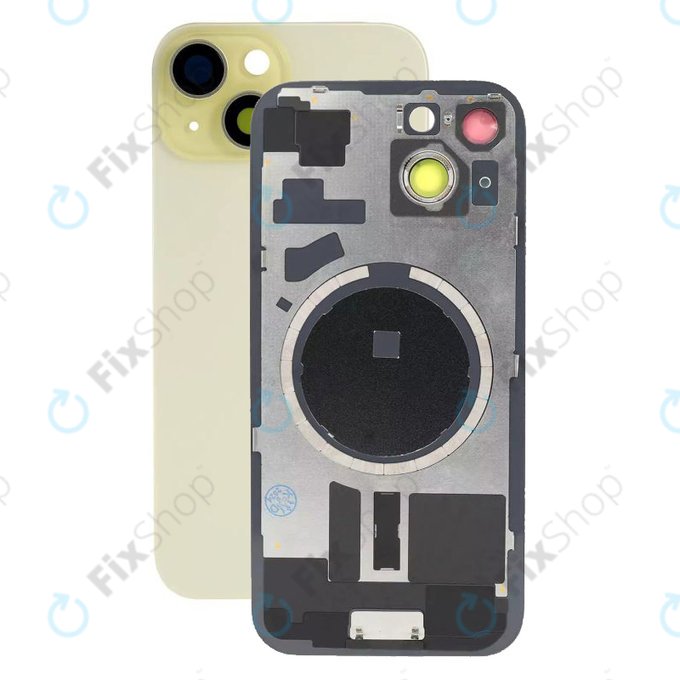 задния капак с обектив на камерата за iPhone 15, жълт, Yellow