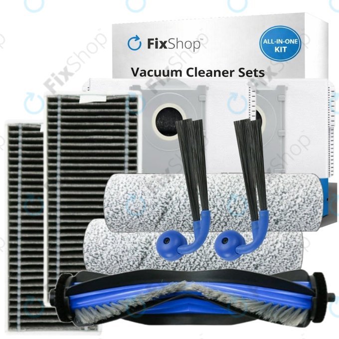 Комплект резервни части за Ecovacs Deebot X9 Pro Omni (1x Основна четка, 2x Филтър, 2x Странична четка, 2x Моп кърпа, 2x Торба за прах)