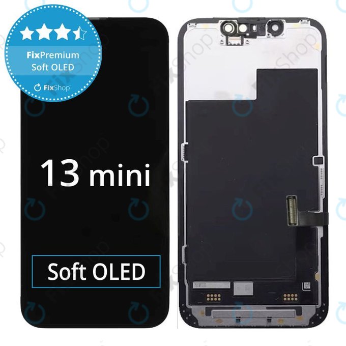 Дисплей Soft OLED за iPhone 13 Mini, Тъчскрийн с рамка, FixPremium