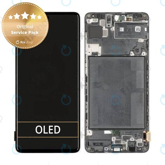 дисплей за Samsung A71 A715F, Тъчскрийн и рамка, GH82-22152A, GH82-22248A, Prism Crush Black, Genuine Service Pack