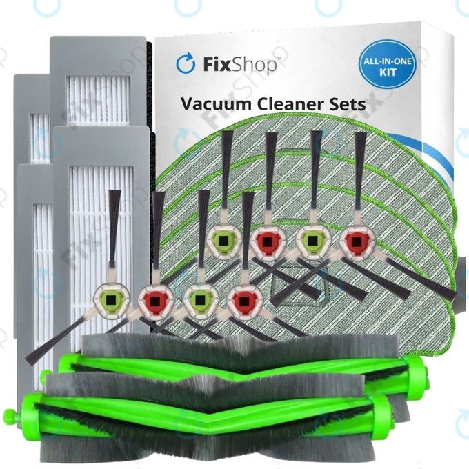 Комплект резервни части за iRobot Roomba Combo 1138, Ecovacs Deebot Ozmo 930 (2x Основни четки, 4x Филтри, 4 чифта странични четки, 4x Моп кърпи)