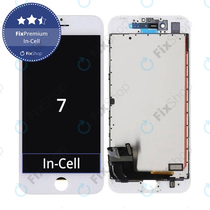 Дисплей In-Cell за iPhone 7, White, Тъчскрийн с рамка, FixPremium