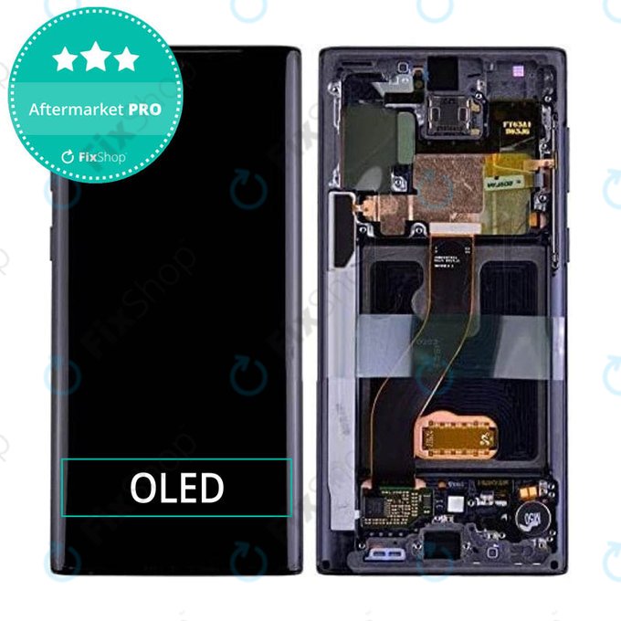 дисплей OLED за Samsung Note 10, Тъчскрийн и рамка, черен, Black
