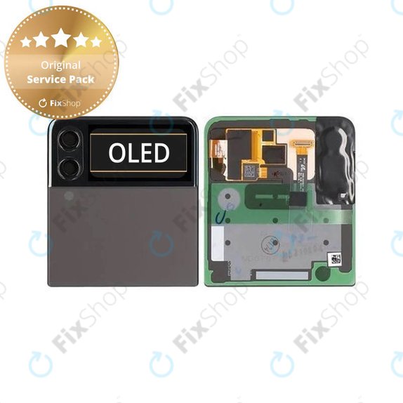 дисплей за Samsung Z Flip 3 F711B, Тъчскрийн и рамка, външен, GH97-26773A, Phantom Black, Genuine Service Pack