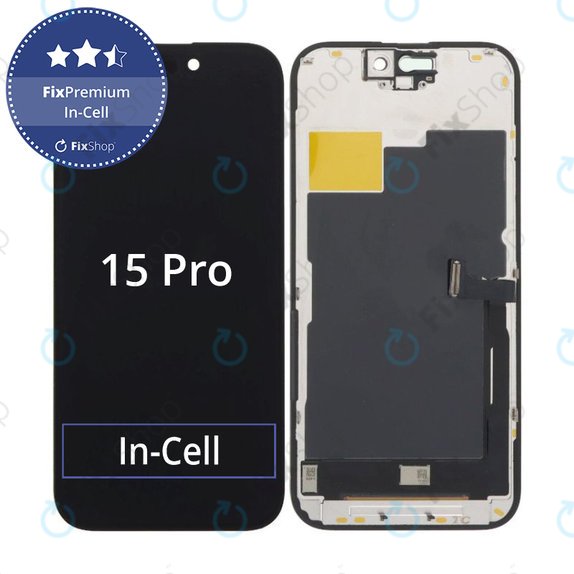 Дисплей In-Cell FHD за iPhone 15 Pro, Тъчскрийн с рамка, FixPremium