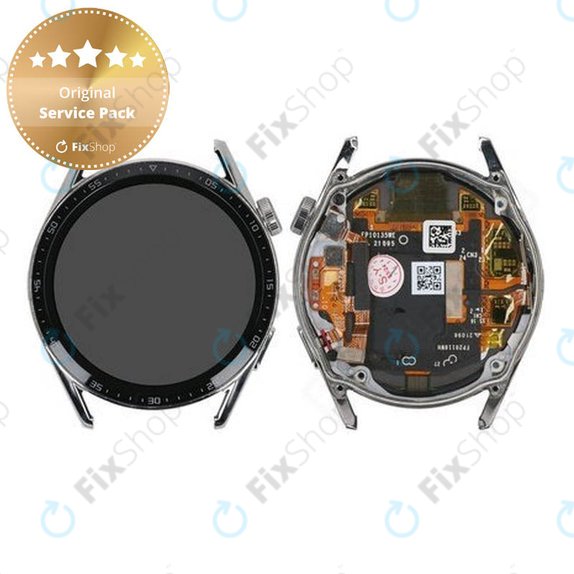 дисплей за Huawei Watch GT 3 JPT-B19 46mm, тъчскрийн, рамка, сребрист, Silver, 02354QMS, Genuine Service Pack