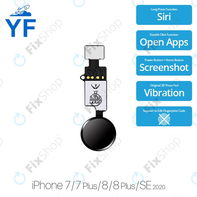 Начален бутон за iPhone 7, 7 Plus, 8, 8 Plus, SE (2020), SE (2022) YF, Space Gray, Black
