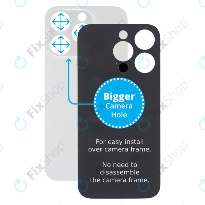 задния капак с голям отвор за камера за iPhone 14 Pro, Сребро, Silver