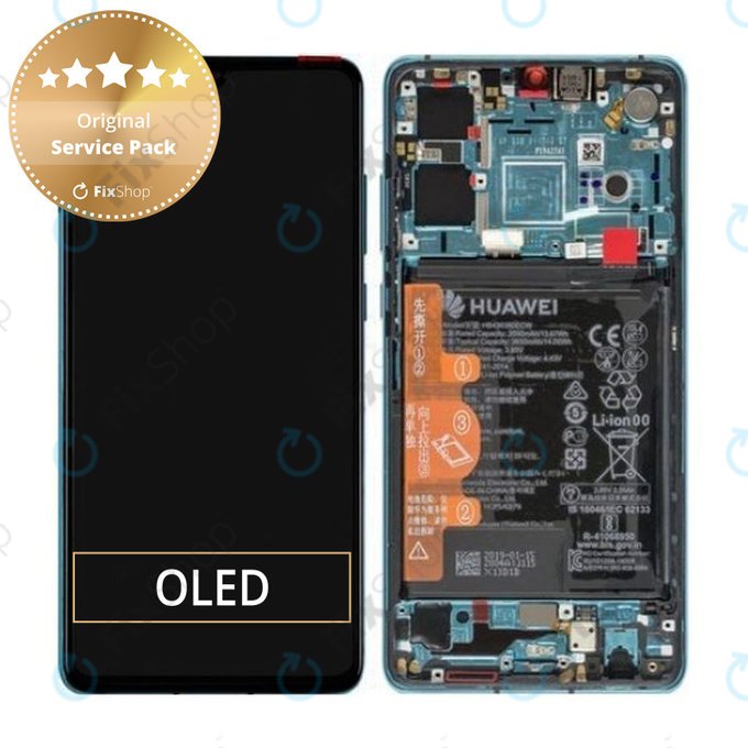 Дисплей с тъчскрийн, рамка и батерия за Huawei P30, 02352NLN, 02354HRH, 02354KUB, 02354HNJ, Aurora Blue, Genuine Service Pack