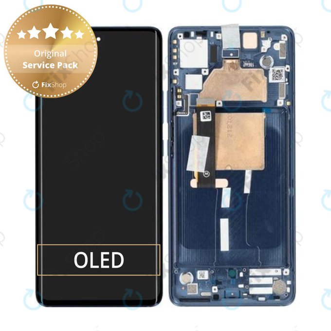 дисплей за Motorola Edge 30 Fusion, Тъчскрийн и рамка, 5D68C21190, Neptune Blue, Genuine Service Pack