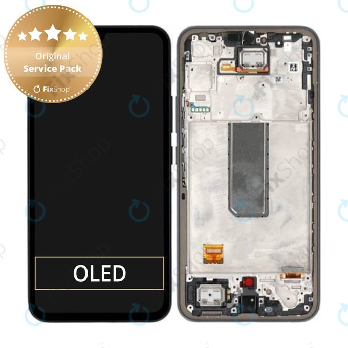дисплей за Samsung A34 5G A346B, Тъчскрийн и рамка, GH82-31200A, GH82-31201A, черен, Black, Genuine Service Pack
