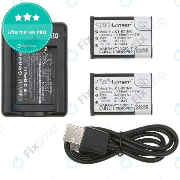 2 батерии с зарядно устройство заSony Cyber-shot DSC-RX100, Cyber-shot DSC-WX300B, 1150mAh, Li-Ion, 7.4V, NP-BX1, HQ