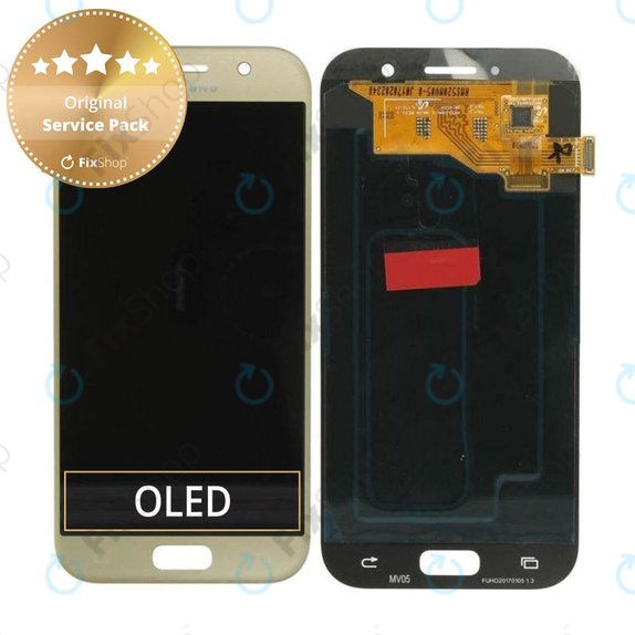 дисплей OLED за Samsung A5 A520F (2017), Тъчскрийн без рамка, GH97-19733B, GH97-20135B, Gold Sand, Genuine Service Pack