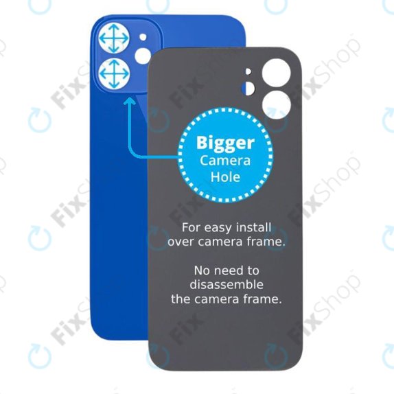 задния капак с голям отвор за камера за iPhone 12 Mini, син, Blue