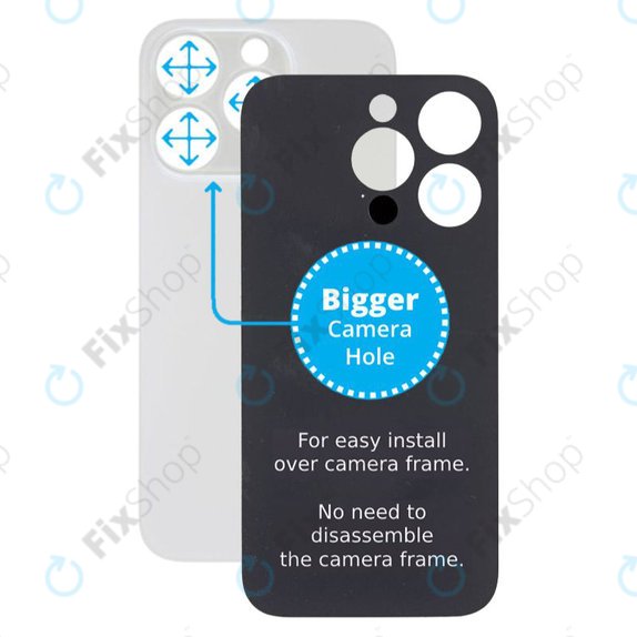 задния капак с голям отвор за камера за iPhone 14 Pro, Сребро, Silver