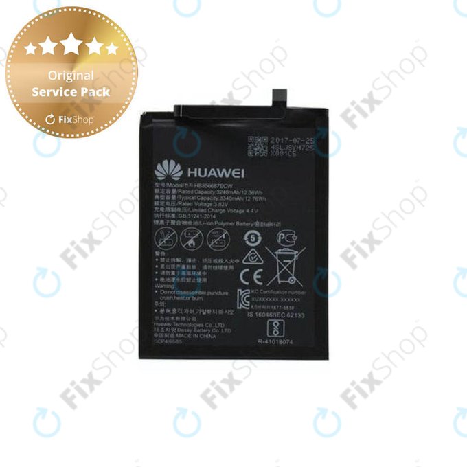 Батерия за Huawei Mate 10 Lite, Honor 7X, Nova 2 Plus, P Smart Plus (Nova 3i), P30 Lite, P30 Lite 2020, HB356687ECW, 3240mAh, 24022598, 24022698, 24022872, Genuine Service Pack