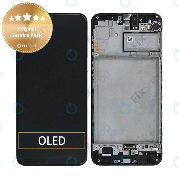 дисплей за Samsung M21 M215F, Тъчскрийн и рамка, GH82-22509A, GH82-22836A, GH82-21266A, GH82-21265A, черен, Black, Genuine Service Pack