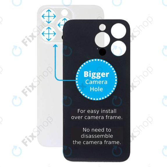 задния капак с голям отвор за камера за iPhone 14 Pro Max, Сребро, Silver