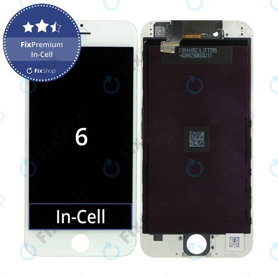 Дисплей In-Cell за iPhone 6, White, Тъчскрийн с рамка, FixPremium