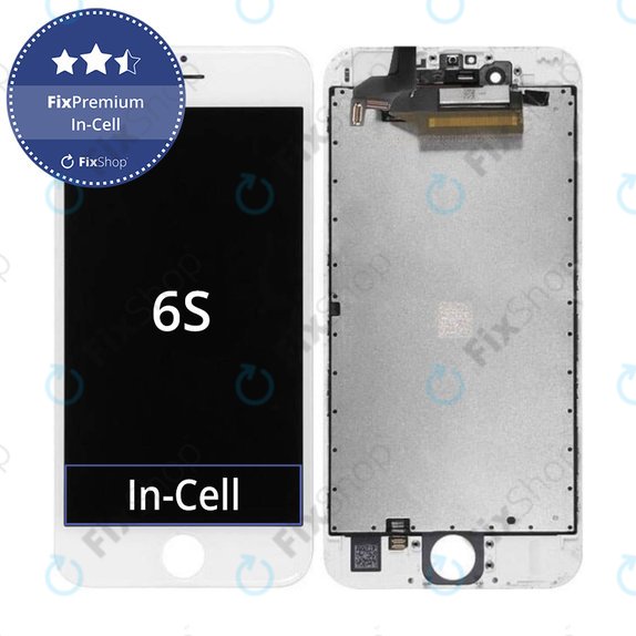 Дисплей In-Cell за iPhone 6S, White, Тъчскрийн с рамка, FixPremium