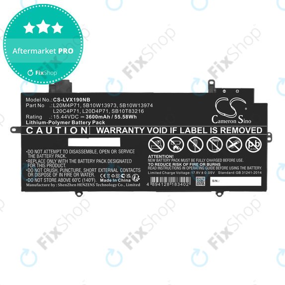 Батерия за Lenovo Thinkpad X1 Carbon G9, G10, X1 Yoga Gen 6, 7, 3600mAh, Li-Pol, 15.44V, 5B10W13973, HQ