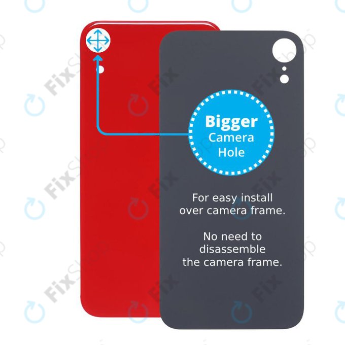 задния капак с голям отвор за камера за iPhone XR, червен, Red