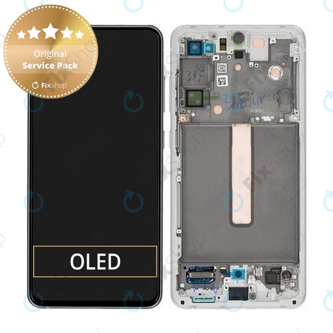 дисплей за Samsung S21 FE G990B, Тъчскрийн и рамка, GH82-26414B, GH82-26420B, GH82-26590B, White, Genuine Service Pack