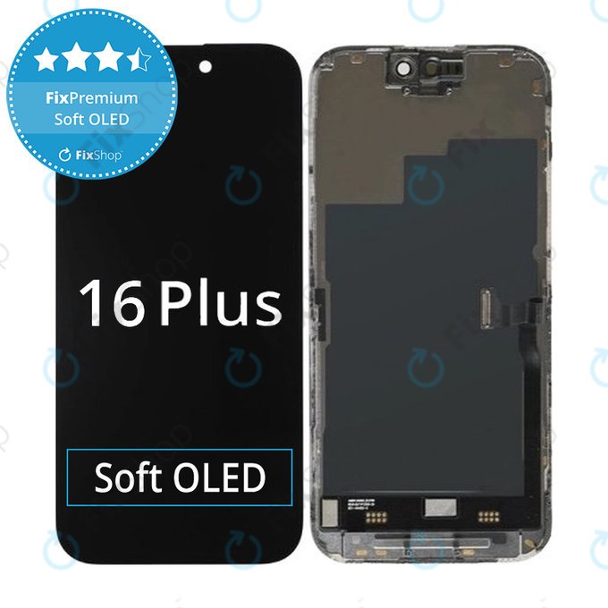 Дисплей Soft OLED за iPhone 16 Plus, Тъчскрийн с рамка, FixPremium