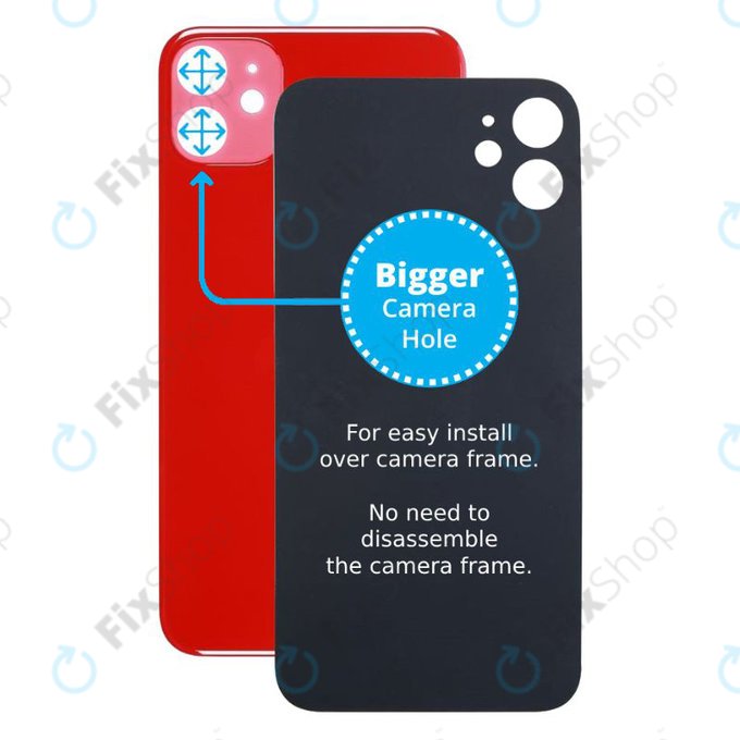 задния капак с голям отвор за камера за iPhone 11, червен, Red