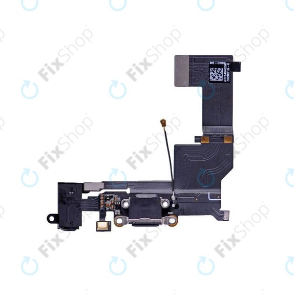 Конектор за зареждане с микрофон и жак конектор PCB за iPhone 5S, черен, Black