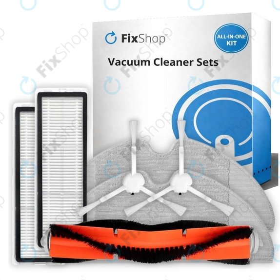 Комплект резервни части за Xiaomi Mi Robot Vacuum Mop (Mijia 1C), 2 (Mijia 2C), 2 Pro+ (Mijia 1T) (1x Основна четка, 2x Филтър, 2x Странична четка, 2x Моп кърпа)