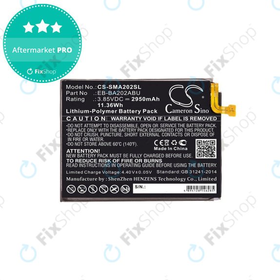 Батерия за Samsung A10e, A20e A202F, 2950mAh, Li-Pol, 3.85 V, EB-BA202ABU, HQ