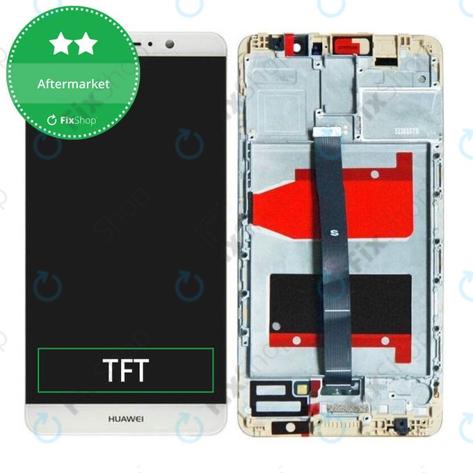 дисплей за Huawei Mate 9, Тъчскрийн и рамка, бял, White, TFT
