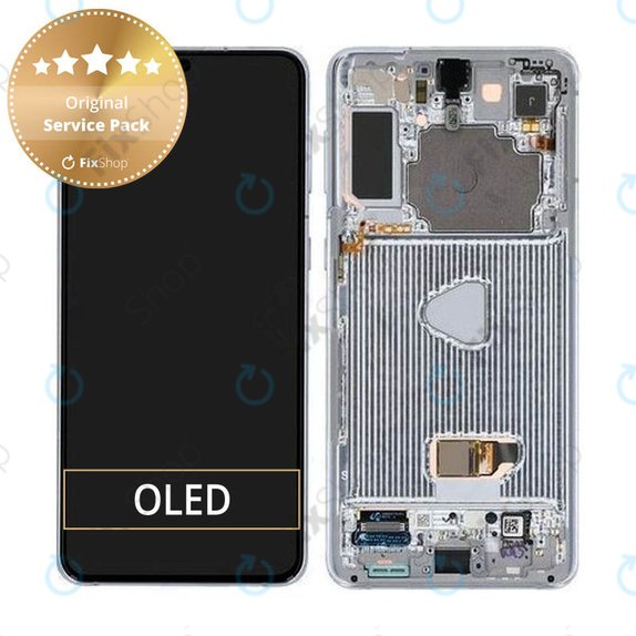 дисплей за Samsung S21 Plus G996B, Тъчскрийн и рамка, GH82-24554C, GH82-27268C, GH82-24553C, Phantom Silver, Genuine Service Pack