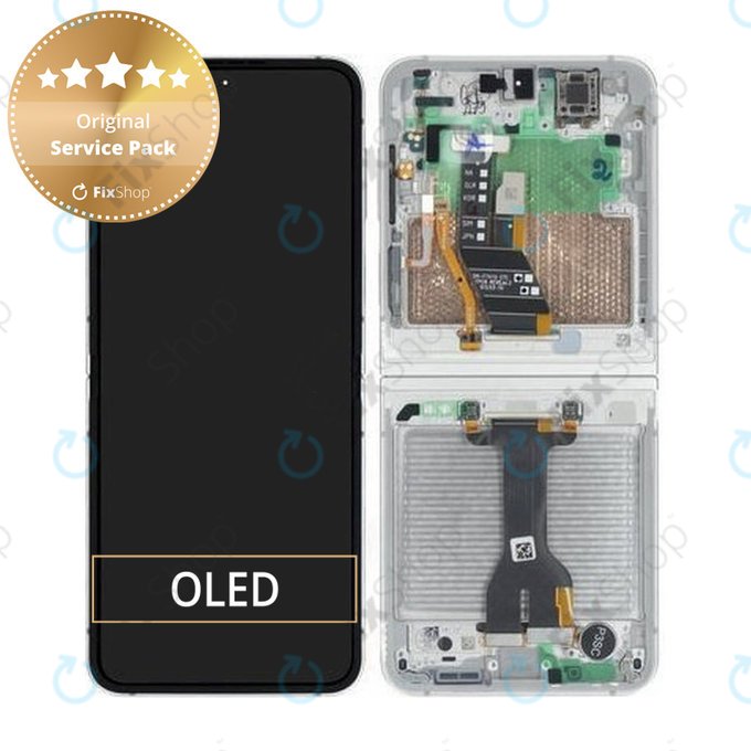 Дисплей за Samsung Z Flip 7 FE F761B, White, Тъчскрийн с рамка, GH82-37734B Genuine Service Pack