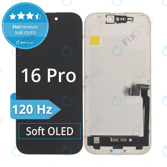 Дисплей Soft OLED 120Hz за iPhone 16 Pro, Тъчскрийн с рамка, FixPremium
