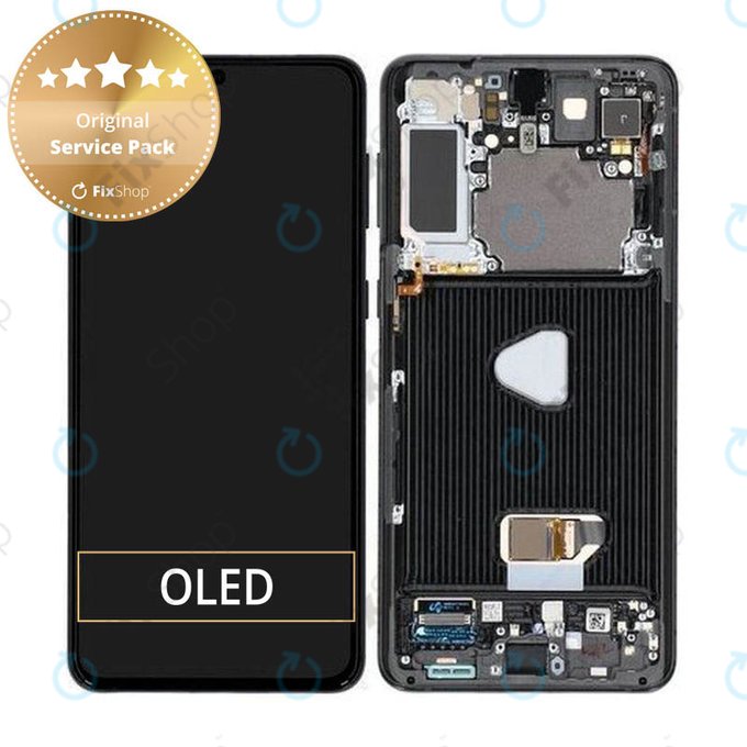 дисплей за Samsung S21 Plus G996B, Тъчскрийн и рамка, GH82-24554A, GH82-24553A, GH82-27267A, Phantom Black, Genuine Service Pack
