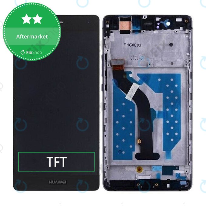 дисплей за Huawei P9 lite, Тъчскрийн и рамка, черен, Black, TFT