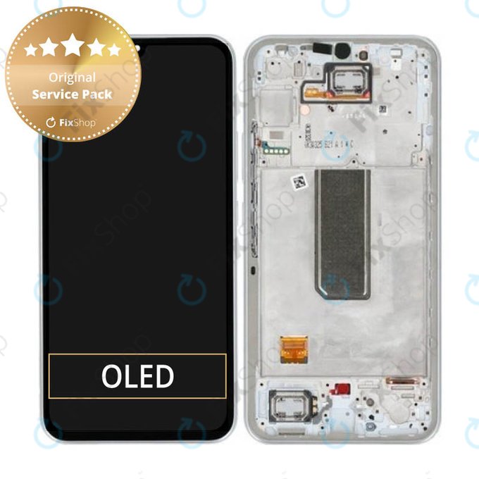 дисплей за Samsung A34 5G A346B, Тъчскрийн и рамка, GH82-31200B, GH82-31201B, Сребро, Silver, Genuine Service Pack