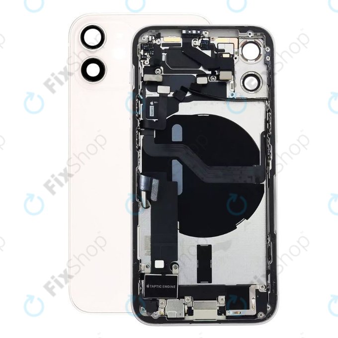 Заден калъф със малки части за iPhone 12 Mini, бял, White
