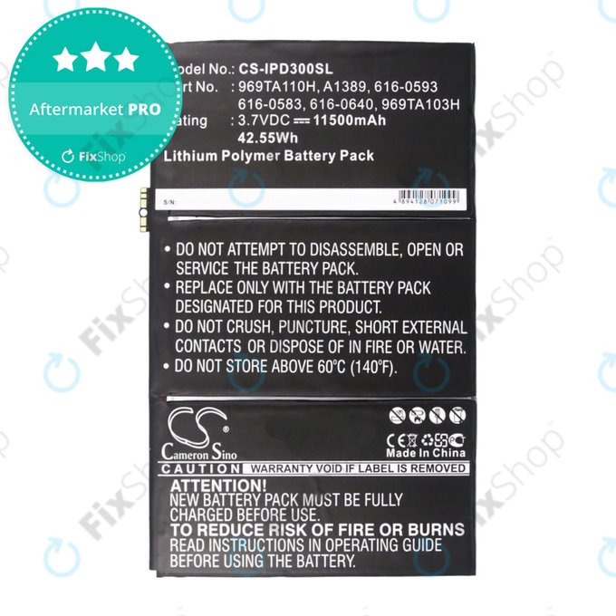 Батерия за Apple iPad 3, iPad 4, 969TA110H, A1389, 616-0593, 11500mAh, HQ