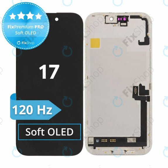 Дисплей Soft OLED 120Hz за iPhone 17, Тъчскрийн с рамка, FixPremium PRO