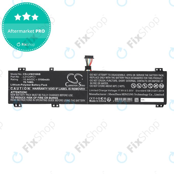 Батерия за Lenovo Legion 5 15ARH7H, 82RD0002SB, 5100mAh, Li-Pol, 15.44V, L21C4PC1, HQ
