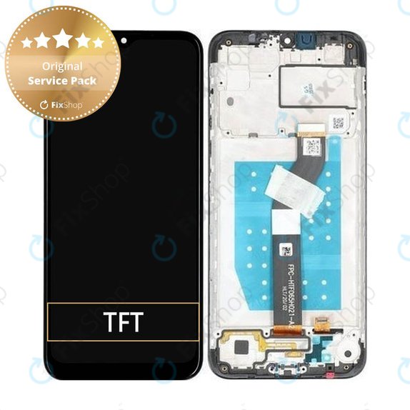 дисплей за Motorola Moto G8 Power Lite, Тъчскрийн и рамка, 5D68C16532, 55D68C18031, черен, Black, Genuine Service Pack