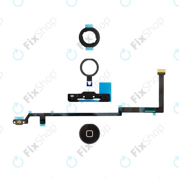 Home бутон за Apple iPad Air, c гъвкав кабел, държач, пластмасов кръг и уплътнениечерен, Черно, Black